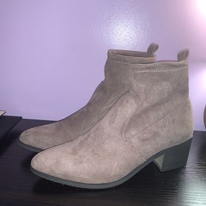 Forever 21 faux suede taupe sock booties